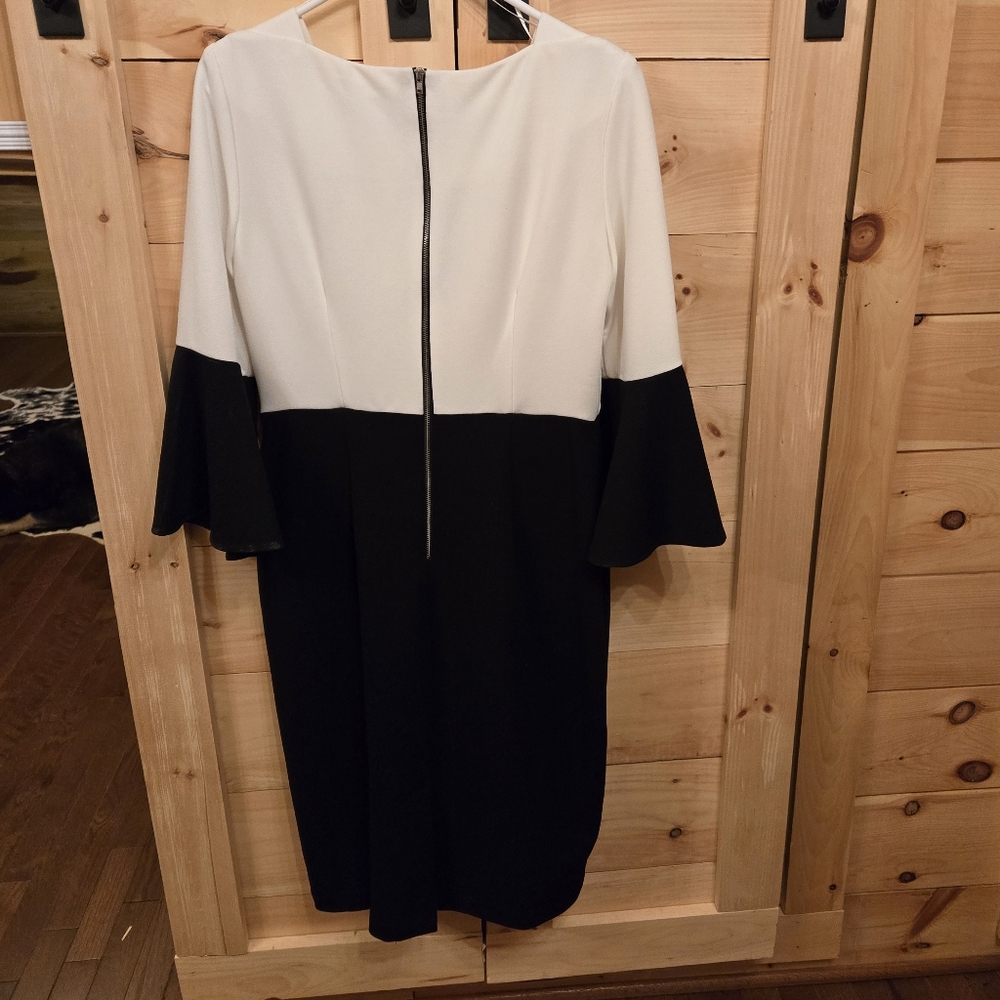 Gabby Skye Black and White Long Sleeve Dress